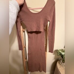 Two piece brown skirt set